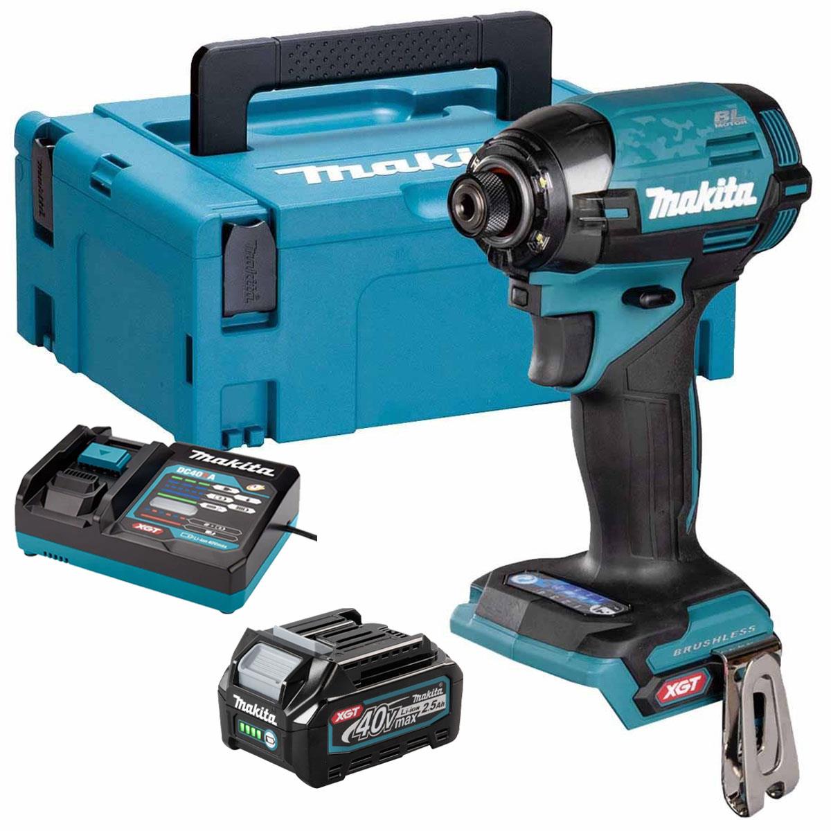 Makita TD002GZ04 40V Max XGT Brushless Impact Driver With 1 x 2.5Ah Battery Charger & Case